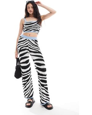 ASOS Pantalones De Pernera Ancha Con De Punto De - Blanco