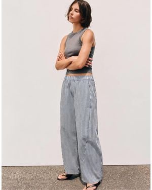 Pull&Bear Straight-leg Striped Trousers - Grey