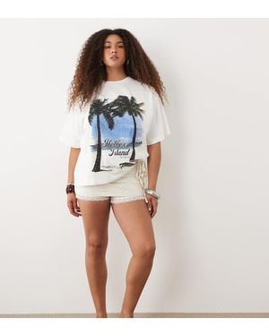ASOS Asos Design Curve Broderie Wrap Mini Skort With Lace Trim - Blue