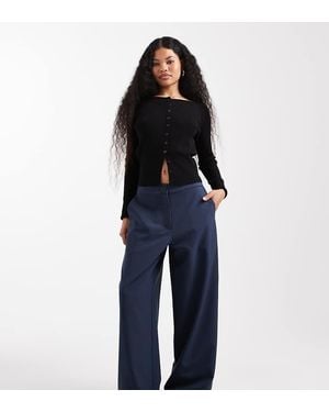 ASOS Asos Design Petite Tailored Relaxed Straight Leg Trousers - Blue