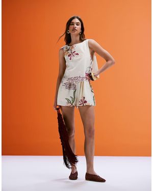 ASOS Dubbellaagse Playsuit Met Open Achterkant - Oranje