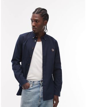 Paul Smith Long Sleeve Tailored Fit Linen Shirt - Blue