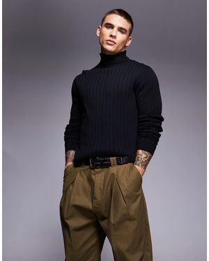 ASOS – essential – gerippter muskel-strickpullover - Grau