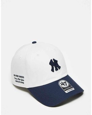 '47 Gorra De Béisbol Blanca Y Azul Marino Con Detalle De Los Ny Yankees Clean Up De