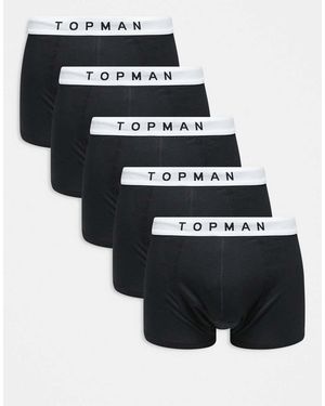 TOPMAN Confezione Da 5 Paia Di Boxer Aderenti Neri Con Fascia - Nero
