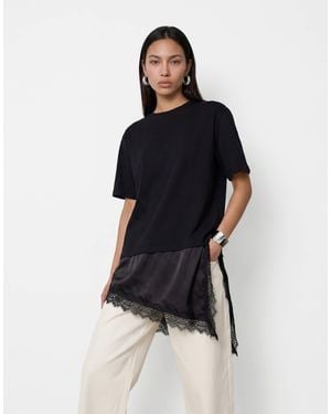 Noisy May – oversize-t-shirt aus satin - Blau