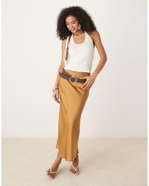 Vila Satin Maxi Skirt - Natural