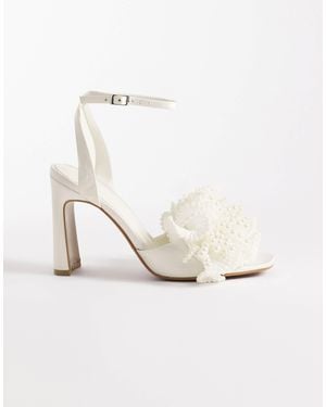 ASOS Nearlywed Ruffle Pearl Trim Detail High Heeled Sandals - White