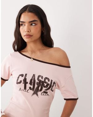 Cotton On – schulterfreies t-shirt - Pink