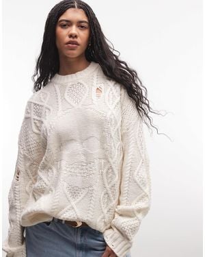 The Ragged Priest Skull Cable Knit Sweater - Gray