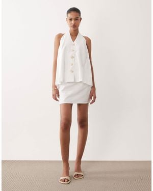 SNDY'S Mini-jupe d'ensemble en coton et lin - Blanc