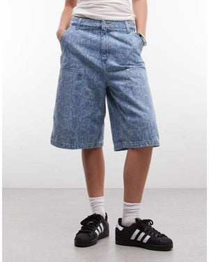 Carhartt Nixon Shorts Relaxed Fit Con Doble Rodilla Y Estampado De Serpiente - Azul