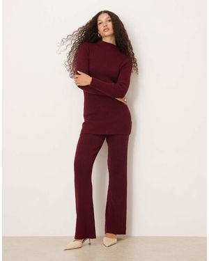 SNDY'S Ribgebreide Broek Met Wijde Pijpen - Rood