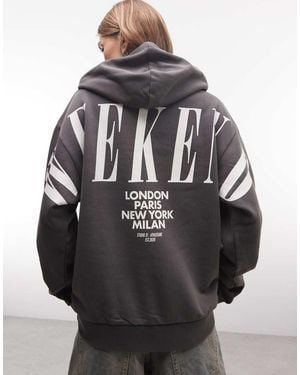 ASOS Weekend Collective Icon Stacked Back Hoodie - Grey