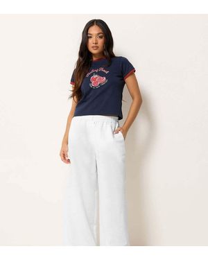 PixieGirl Petite Linen Wide Leg Trousers - Blue