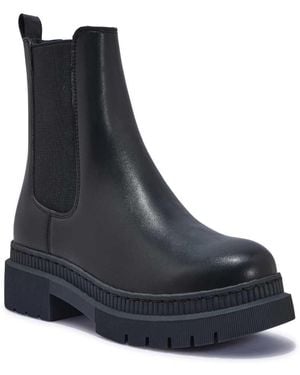 SEQWL Block Heel Casual Chelsea Ankle Boots - Black