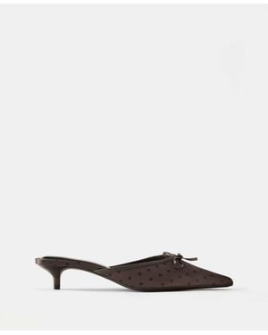 Pull&Bear Mules à talons à pois - Blanc