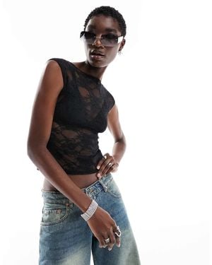 Motel Nova Cap Sleeve Lace Top - Blue