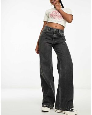 Pull&Bear Jeans Met Wijde Pijpen En Halfhoge Taille - Grijs