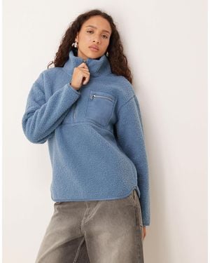 Threadbare – pullover aus teddyfleece - Blau