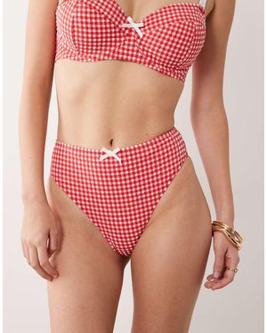 Peek & Beau Bikinibroekje Met Hoge Taille En Strikdetail - Roze