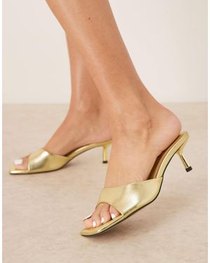 ASOS Wide Fit Hyped Kitten Heeled Mules - Natural