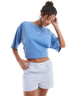 4th & Reckless Short style caleçon avec détail logo et rayures - Bleu