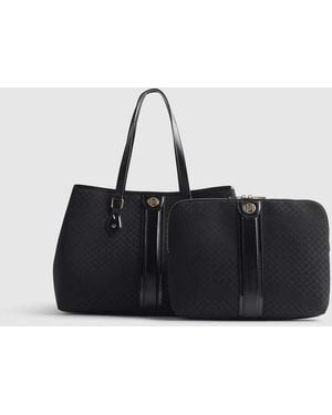 River Island Jacquard Monogram Shopper Bag Bundle - Black
