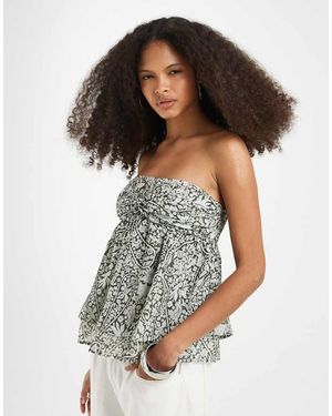 Motel Belira Paisley Bloom Bandeau Top - Grey