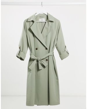 Stradivarius – langer, fließender trenchcoat - Grün