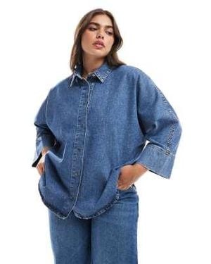 ONLY Chemise en jean à manches trois-quart - moyen - Bleu