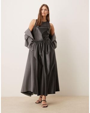 ASOS Robe longue en pu avec dos nageur et jupe évasée - Noir