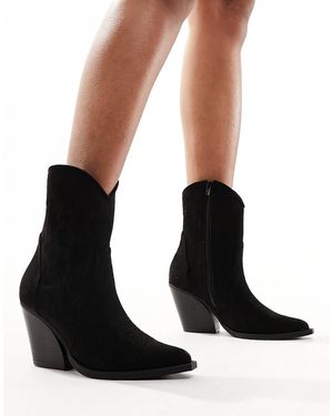 Truffle Collection Heeled Western Ankle Boots - Black