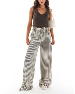 Wednesday's Girl Stripe Wide Leg Trousers - White
