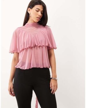 ASOS Floaty Top With Drapes - Pink