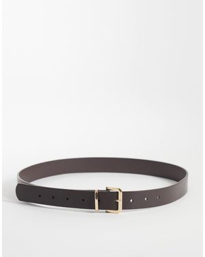 JJXX Leather Mix Square Buckle Belt - Gray
