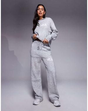 ASOS Weekend Collective Co-ord Knitted Wide Leg jogger With Varsity Graphic - Grey