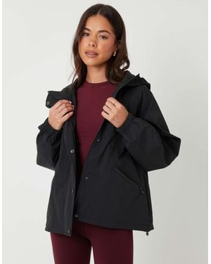 Threadbare Veste imperméable à capuche et col cheminée - Noir
