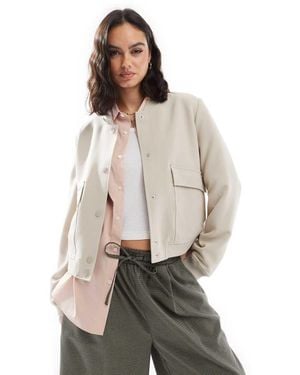 Vero Moda Tailored Bomber Jacket With Pockets - Natural