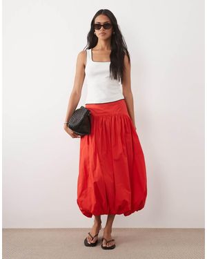 ASOS Dropped Waist Bubble Maxi Skirt - Red
