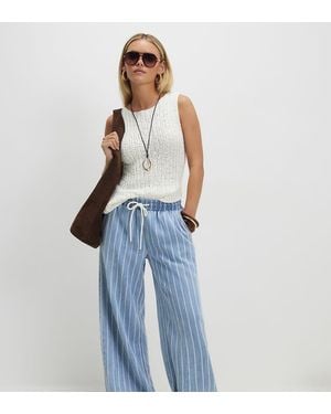 River Island Stripe Wide Leg Pyjama Style Jeans - Blue