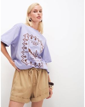 ASOS Oversized T-Shirt With Case Geralda Embroidery - Purple