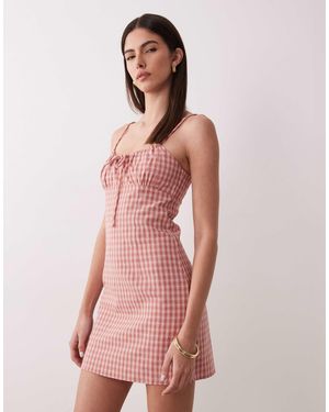 Rhythm Robe courte froncée à carreaux vichy - Rose
