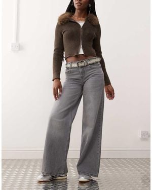 Reclaimed Vintage 88' Wide baggy Low Rise Leg Jean - Grey