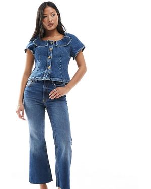 Stradivarius Petite D78 Cropped Flare Jean - Blue