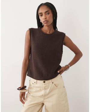 Abercrombie & Fitch Top en maille pointelle - Marron