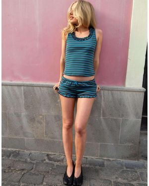 Daisy Street X Emma Jean Stripe Cami Top With Ruffle Detail - Gray