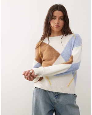 Noisy May Argyle Jumper - Grey