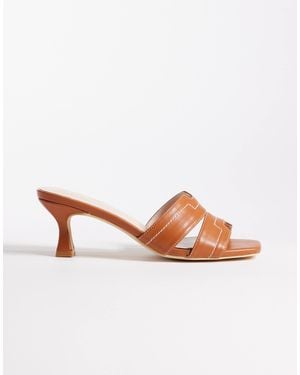 Raid Wide Fit Clydie Kitten Heel Mule Sandals - Brown