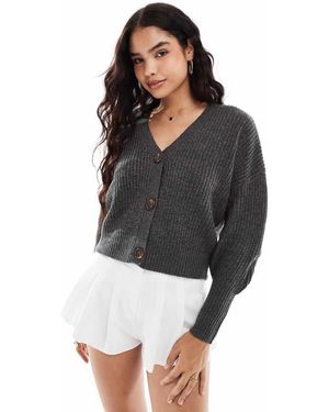 Vero Moda Cardigan Asfalto A Coste Spesse Con Bottoni - Nero